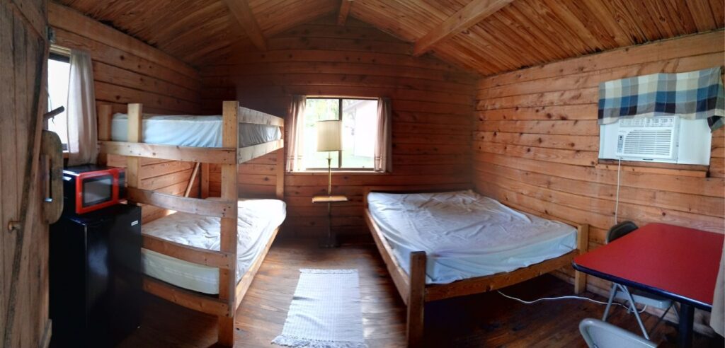 Row of camping cabins